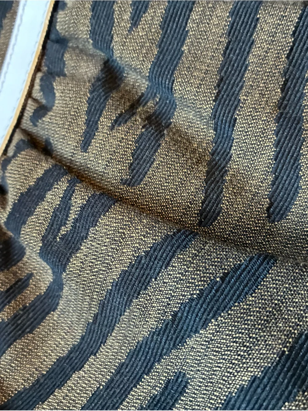Brown and Black Zebra-Pattern Shoulder Bag with White Leather Trim